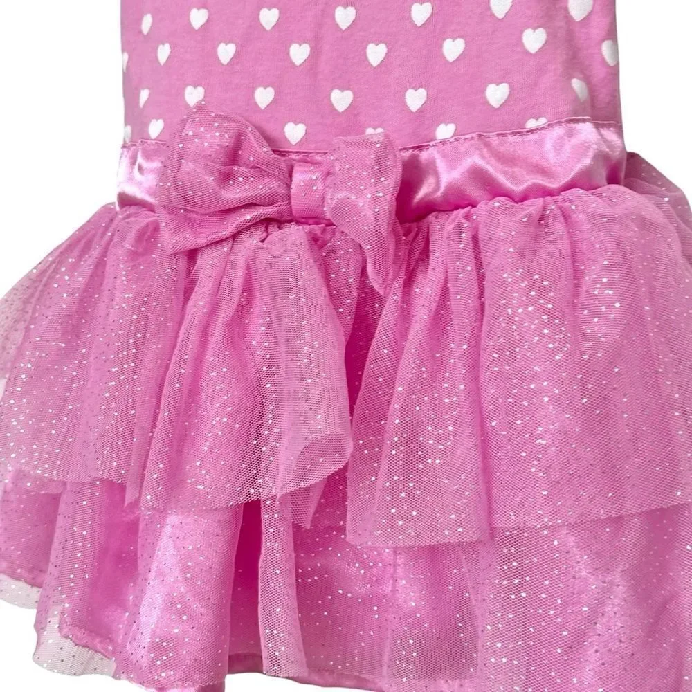 Disney Baby Short Sleeve Pink Heart Print Tulle Skirt Onesie. 18-24 Months.